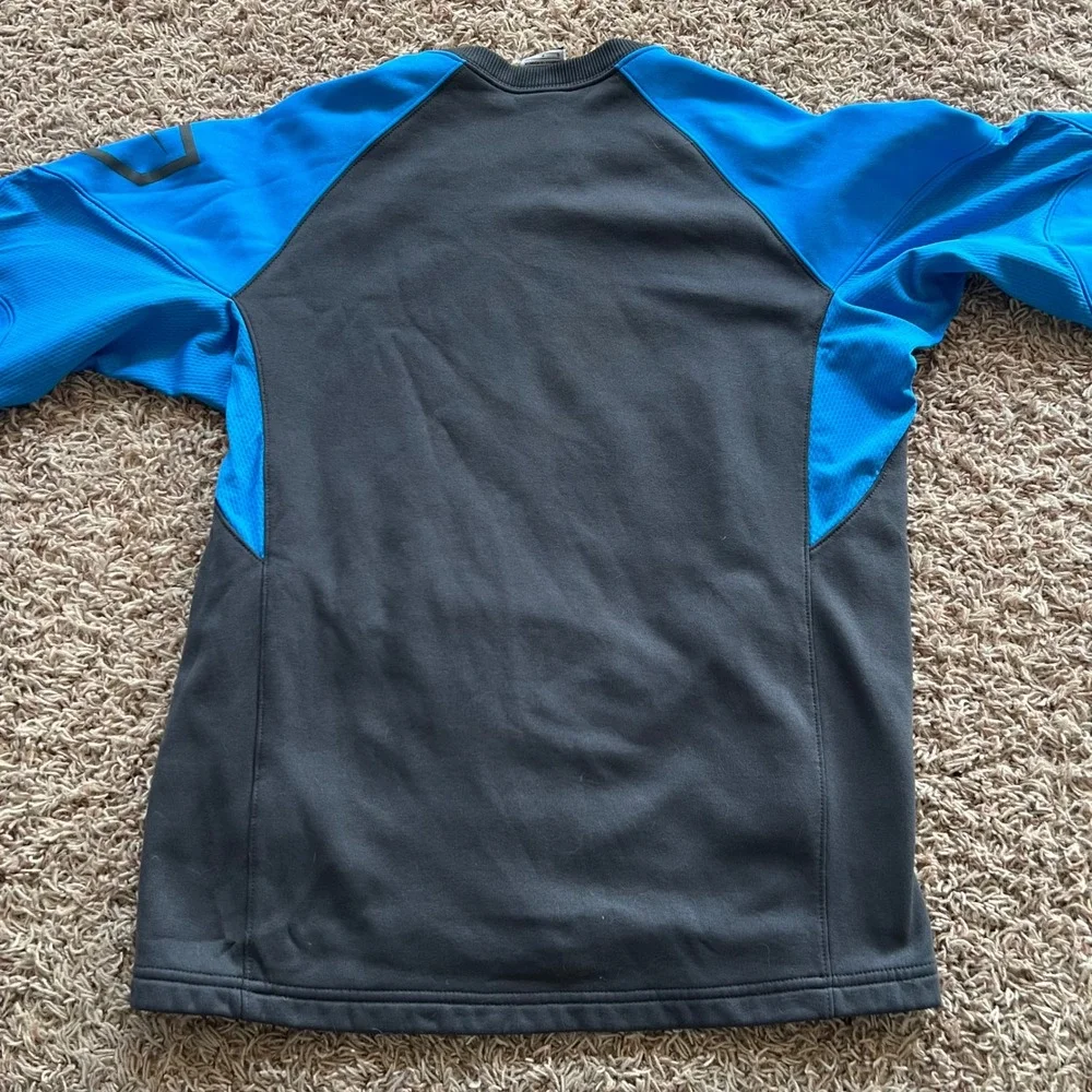 Nike Therma-FIT Crewneck Sweatshirt Grey Blue Raglan Training Pullover Small